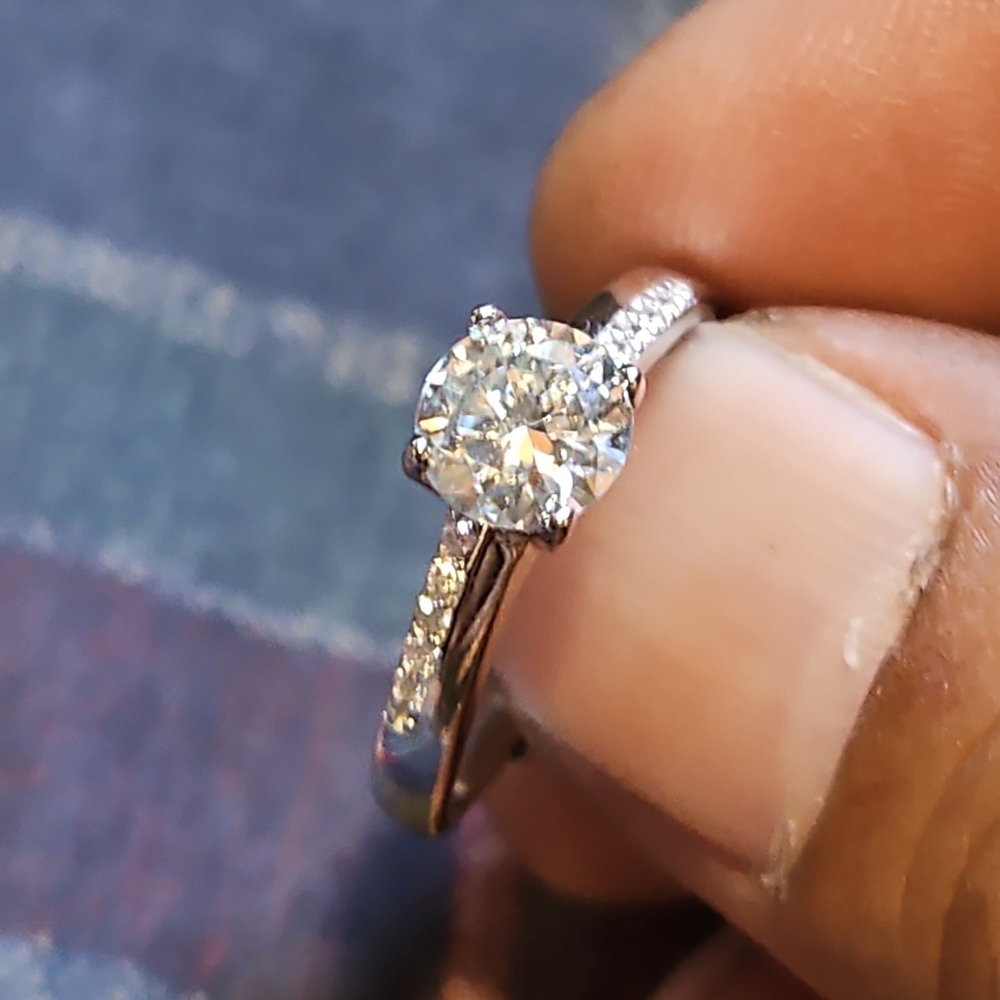 Silver Solitaire Ring With Channel Set Accents - image 8